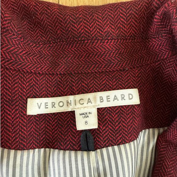 Veronica Beard Double Breasted Wool Blend Jacket Size 8 Red - Picture 2 of 4
